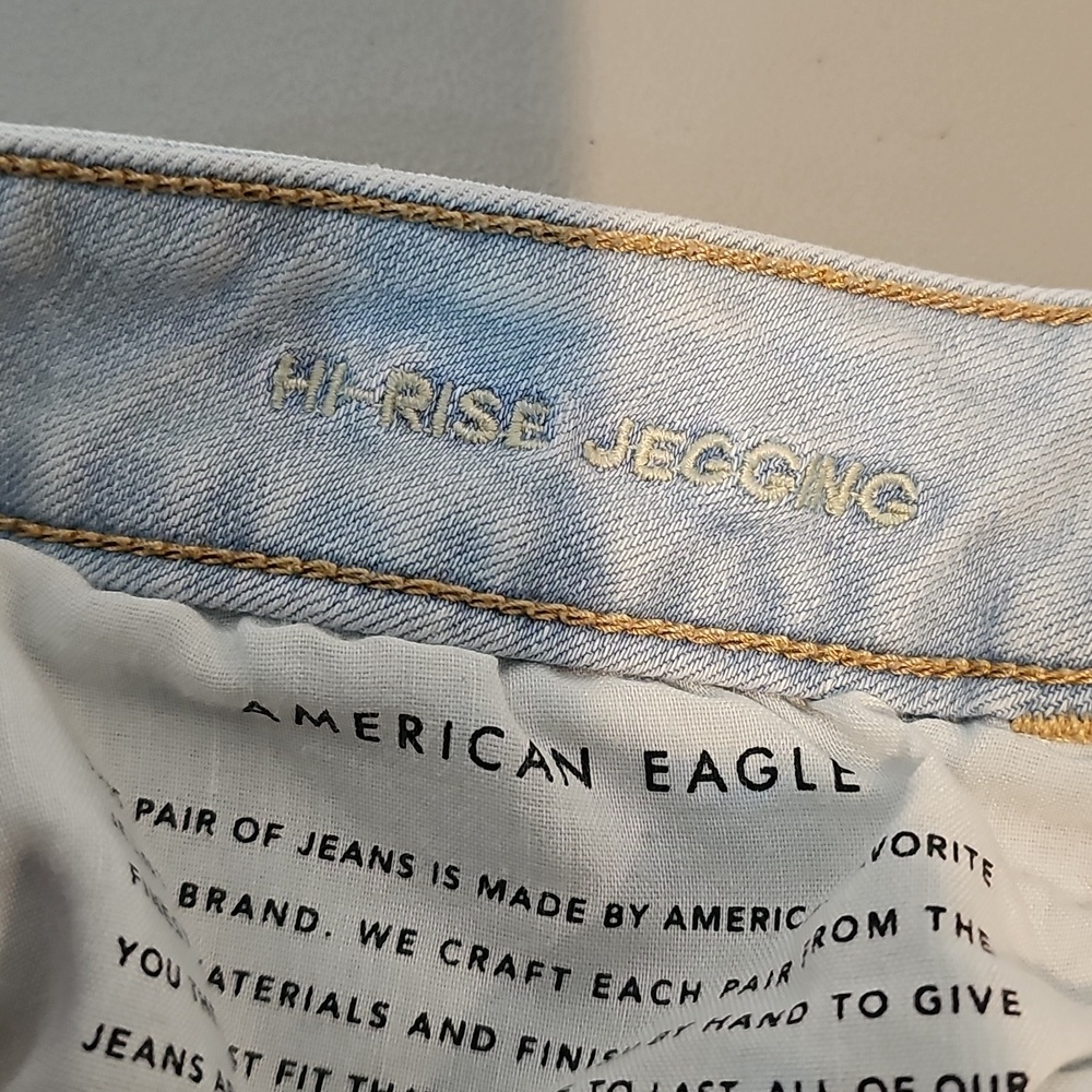 American Eagle Super Stretch Size 14 Light Wash High Rise Jeggings - Picture 7 of 8